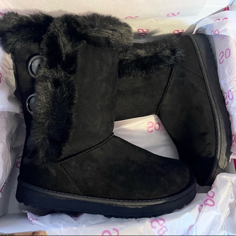 SO° Abigail Women's Black  Faux-Fur Winter Boots 7 - Picture 9 of 10